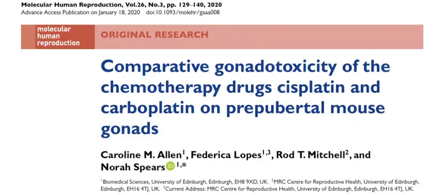 Comparative gonadotoxicity of the chemotherapy drugs cisplatin and carboplatin on prepubertal mouse gonads paper
