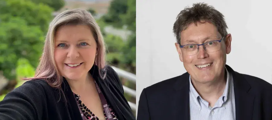 Dr Andrea Woolner, left and Dr Colin Duncan, right, smile at the camera in separate photos placed side by side