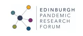 A central circle connected to 5 other circles by straight lines to indicate a network next to the words "Edinburgh Pandemic Research Forum" 