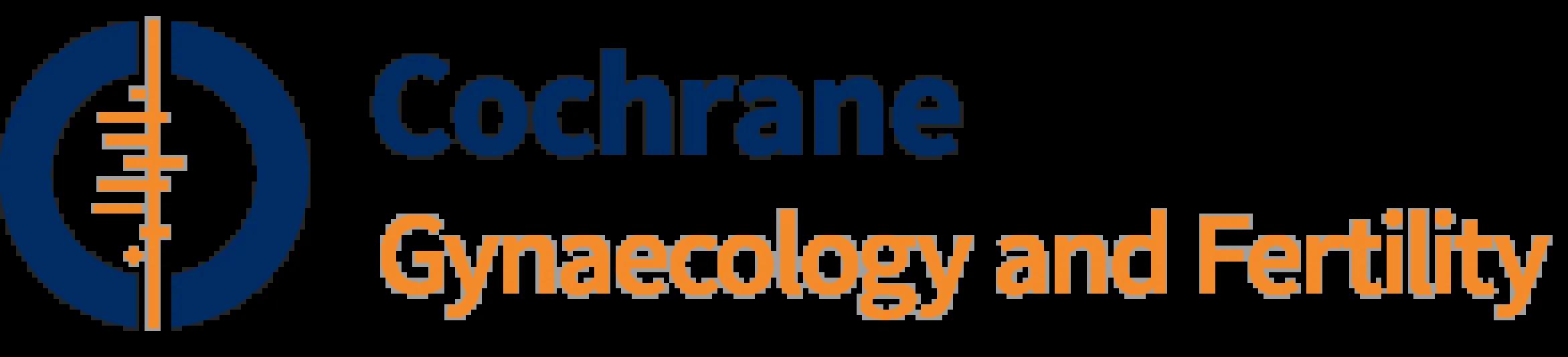Logo for Cochrane Gynaecology and Fertility, in dark blue and orange. 