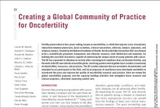 Creating a global community of practice for oncofertility paper
