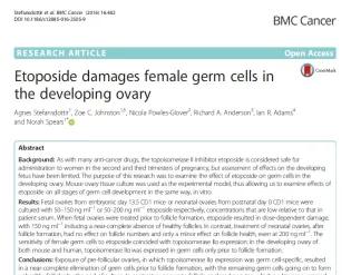 Screenshot of front page of paper 'Etoposide damages female germ cells in the developing ovary'