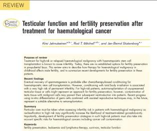 Testicular function and fertility preservation after treatment for haematological cancer